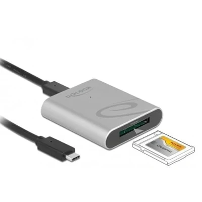 Abbildung von Delock USB Typ C Kartenleser mit Aluminium Gehäuse für CFexpress Speicherkarten Kortadapter (CFexpress 2.0 B)