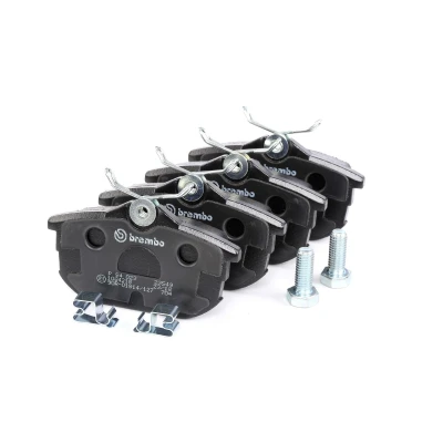 Abbildung von BREMBO P 54 023 Bremsbelagsatz mit akustischer Verschleißwarnung Bremssattelschrauben ohne Zubehör MITSUBISHI: Colt VI CZC Cabrio