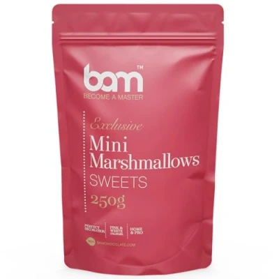 Abbildung von BAM Mini Marshmallows, Tortenstreusel, Ideal zum Dekorieren von Torten, 250 g (Rosa, Creme und Weiß)