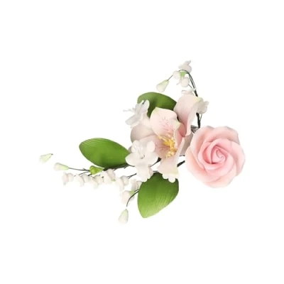 Abbildung von Cake Company Zuckerblumenboquet Lilie Rose rosa 1er Pack (1 x 56 g) Tortendekoration zur Hochzeit und Geburtstagen