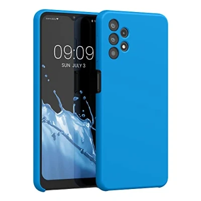 Abbildung von kwmobile Hülle kompatibel mit Samsung Galaxy A32 5G Silikon Handy Case Handyhülle weiche Oberfläche kabelloses Laden Strahlend Blau