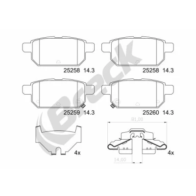 Abbildung von BRECK 25258 00 704 Bremsbelagsatz mit akustischer Verschleißwarnung Anti Quietsch Blech Zubehör SUZUKI: SWIFT 4, Vitara IV SUV, 5