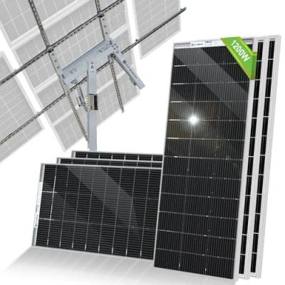 Abbildung von ECO WORTHY 1200W Solarpanel Kit: 6 Stücke195W Bifacial + Halterung Zweiachsiges Tracking System (Erhöhung der Leistung um 40%) Ideal für Hof/Hof/Feld