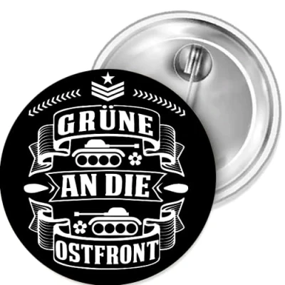 Abbildung von Sammys Shirt Store Grüne an die Ostfront Button 55 mm