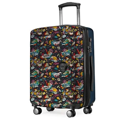 Abbildung von HAUPTSTADTKOFFER Mitte Handgepäck, 2,9 kg kinderleicht, TSA, Hartschalenkoffer, Trolley 4. Rollen, Handgepäck 55 cm, 42 Liter, Motiv Koffer, SPACE Schwarz