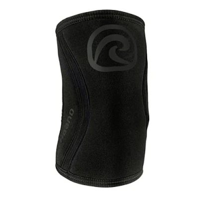 Abbildung von Rehband Ellenbogenbandage aus 5mm SBR/Neopren, Ellenbogen Sleeve für Kraftsport, anatomisches Design, rutschfest &amp; enganliegend Damen Herren, Farbe:Carbon/Schwarz, Größe:M