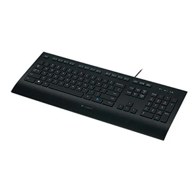 Abbildung von Logitech K280e Pro Kabelgebundene Business Tastatur für Windows, Linux und Chrome, USB Anschluss, Handballenauflage, Spritzwassergeschützt, PC/Laptop, US QWERTY Layout Schwarz