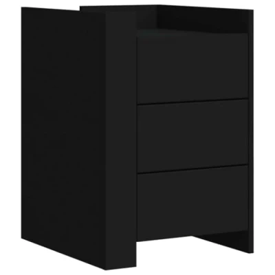 Abbildung von vidaXL Nachttisch, Nachtschrank mit Stauraum, Nachtkommode Nachtkonsole für Schlafzimmer, Beistelltisch, Schwarz Holzwerkstoff 45x50x65cm