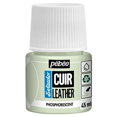 Abbildung von Pébéo Setacolor Leder Acrylfarbe für und Kunstleder Personalisierung von Taschen, Schuhen, Sneakern kratz , knick scheuerfest Phosphoreszierend 45 ml