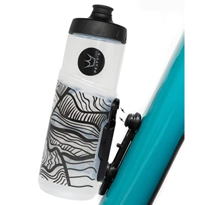 Abbildung von Peaty&#039;s x Fidlock Lockin magnetische 600 ml Fahrradwasserflasche und Halterung, Fahrradtrinkflaschen, Fahrradzubehör für Mountainbiken &amp; Radfahren, Alternative zum Käfig, Twist Release Topo Klar