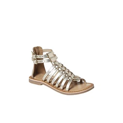 Abbildung von VERTBAUDET Sandalen aus Leder für Kinder, spartanischer Stil, Kindergarten Kollektion, Leuchtendes Metallise Gelb, 26 EU