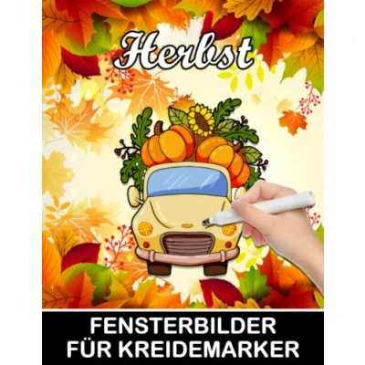 Abbildung von Herbst Fensterbilder für Kreidemarker: Herbstmotive Window Color Vorlagen Fenstervorlagen mit Halloween, Pilze, Wald Motives Bemalen dem abwischbaren Kreidestift!