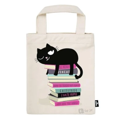 Abbildung von moses. Ed, the Cat Büchertasche Stofftasche für Bücher, Geschenkverpackung aus 100% Baumwolle, wiederverwendbar, umweltfreundliche Buchhülle mit coolem Design