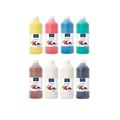 Abbildung von Lefranc Bourgeois 188525 Value Kinder Gouachefarbe auf Wasserbasis, leuchtende Farben, deckend, gebrauchsfertig, abwaschbar, Dosieröffnung 8 Farben Set