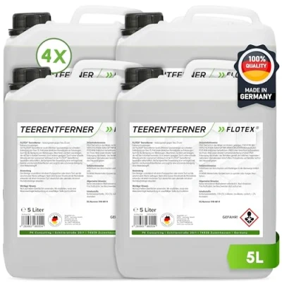 Abbildung von Flotex Teerentferner, 4 x 5L Teerreiniger löst Teer, Fett, Bitumen und Öl Rückstände