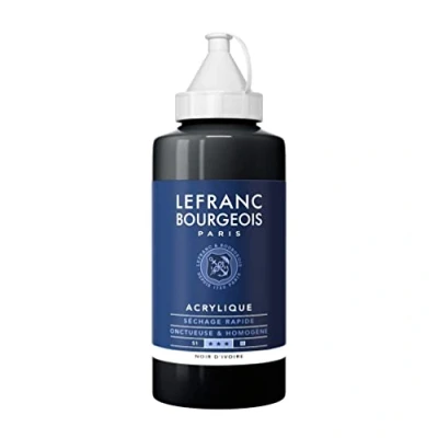 Abbildung von Lefranc Bourgeois 300375 Fine Acrylfarbe Elfenbeinschwarz, 750ml Flasche, cremige auf Wasserbasis, schnell trocknend, lichtecht, wasserfest