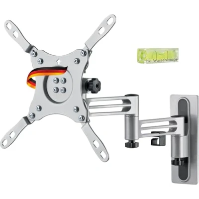 Abbildung von Schwaiger LWHD4315 513 TV Wandhalterung, (bis 43 Zoll, neigbar, schwenkbar, bis 30kg, 200x200mm, integrierte Kabelführung, silber)