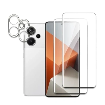 Abbildung von 2 Stück Schutzfolie für Xiaomi Redmi Note 13 Pro Plus mit Kamera Panzerfolie, 3D Gebogene vollständige Abdeckung Schutzglas Folie, Anti Kratzer, Einfache Installation