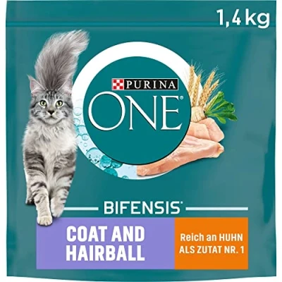 Abbildung von PURINA ONE BIFENSIS Coat &amp; Hairball Katzenfutter trocken, reich an Huhn, 6er Pack (6 x 1,4kg)