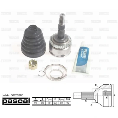 Abbildung von PASCAL G1X032PC Gelenksatz radseitig OPEL: Corsa C Schrägheck, Meriva A, Combo Kasten / Kombi
