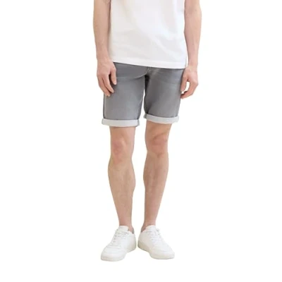 Abbildung von TOM TAILOR Herren Josh Regular Slim Denim Shorts, clean mid stone grey denim, 32