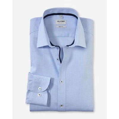 Abbildung von OLYMP Level Five body fit Hemd Langarm Stretch Twill Karo blau Gr. 37