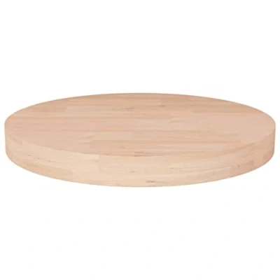 Abbildung von vidaXL Runde Tischplatte Massivholzplatte Eichenplatte Holzplatte Platte Ersatztischplatte für Esstisch Ø50x4cm Unbehandeltes Massivholz Eiche