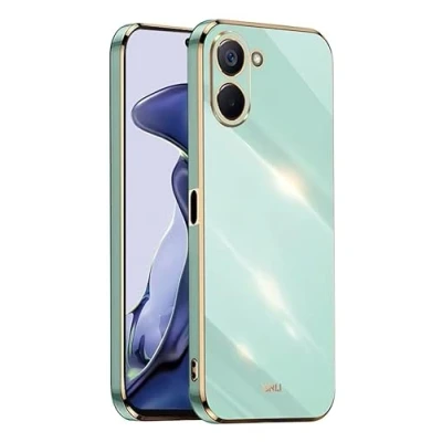Abbildung von EASSGU Galvanisierter Rahmen Handyhülle für Realme 10 (4G) (6.4&quot; Inches), Weiche TPU Silikon Schutzhülle Grün