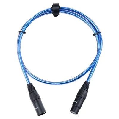 Abbildung von Pronomic XFXM Blue 1 Mikrofonkabel (1m Länge, XLR female 3 pol &gt; male pol, Stecker handgelötet, säure und ölfest, Spannzangen Zugentlastung) Metallic Blau