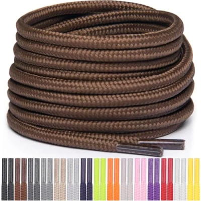 Abbildung von Miscly Schnürsenkel Rund Reißfest für Sportschuhe, Sneaker und Stiefel, Ø 4 mm (160 cm, Braun)