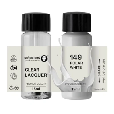Abbildung von SD COLORS Neue lackstift Polarweiß 149/9149 Reparatur KRATZEN 15 ml (Farbe+KLARLACK)