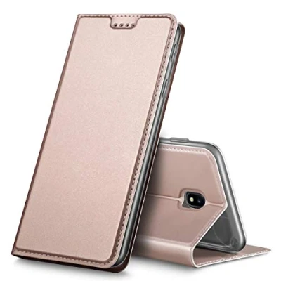 Abbildung von Verco Handyhülle für Galaxy J5 (2017), Premium Handy Flip Cover Samsung Hülle [integr. Magnet] Book Case PU Leder Tasche [J5 J530], Rosegold