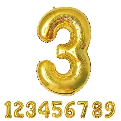 Abbildung von Geburtstag zahlen luftballon 3 jahre Folienballon Kindergeburtstag deko Gold Mädchen Junge jahr 40&quot; 101cm Geburtstags fliegt mit Helium