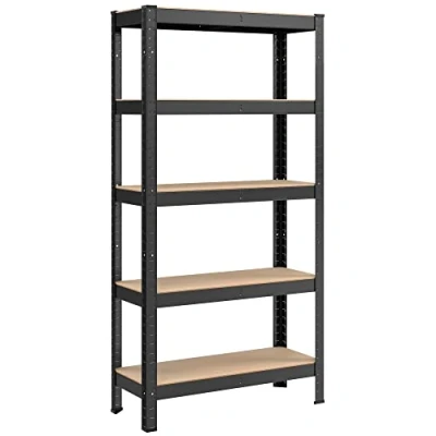 Abbildung von SONGMICS Schwerlastregal, Kellerregal, Lagerregal, 30 x 75 150 cm, Regal mit Stahlgestell, bis 650 kg belastbar, 5 verstellbare Ablagen, schwarz GLR030B21