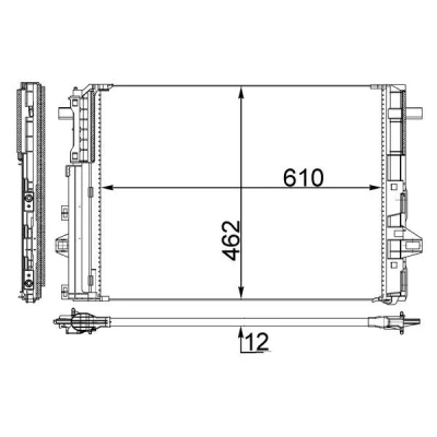 Abbildung von MAHLE ORIGINAL AC 446 000S Klimakondensator mit Trockner 605, 610 MERCEDES BENZ: GLA, A Klasse, CLA T modell