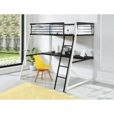 Abbildung von Vente unique Hochbett mit Schreibtisch 90 x 190 cm Schwarz &amp; Weiß MALICIA