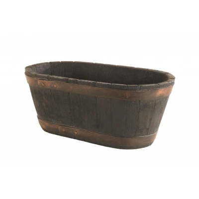 Abbildung von Pflanzgefäß / Pflanzentopf &quot;Oakwood Barrel Trough&quot;, Eichenholzoptik, 60,5x34x25cm
