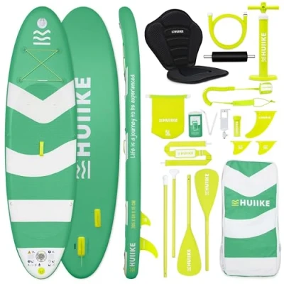 Abbildung von HUIIKE Stand Up Paddling Board mit Zubehör, Paddel, Finnen, Pumpe. Paddle Sup Aufblasbar Hohe Stabilität und Widerstandsfähigkeit. 305 x 84 15 cm, Belastbar bis 130 kg