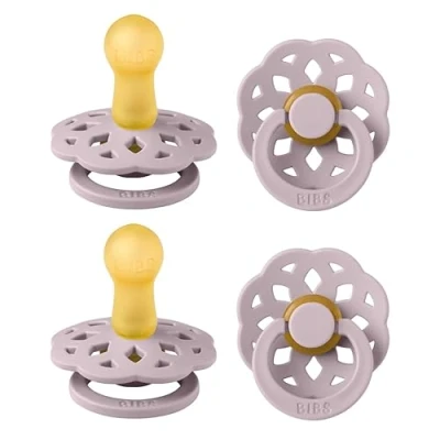 Abbildung von BIBS Boheme Schnuller 4er Pack. BPA frei, Kirschform Nippel. Naturkautschuk/Latex, Hergestellt in Dänemark, Größe 2 (6 18 Monate), Dusty Lilac