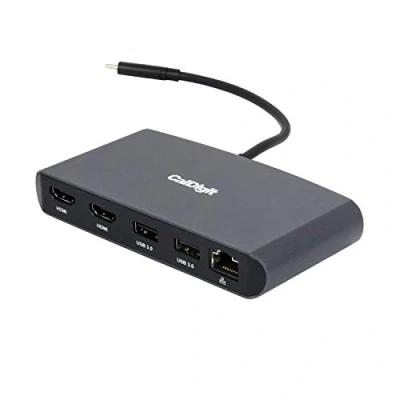 Abbildung von CalDigit Thunderbolt 3 mini Dock (HDMI 2.0) Portable, busgesteuert, 40Gbs, Dual 4K @ 60Hz, USB 3.0 &amp; 2.0, GbE LAN. Kompatibel mit Mac und PC (Dual HDMI