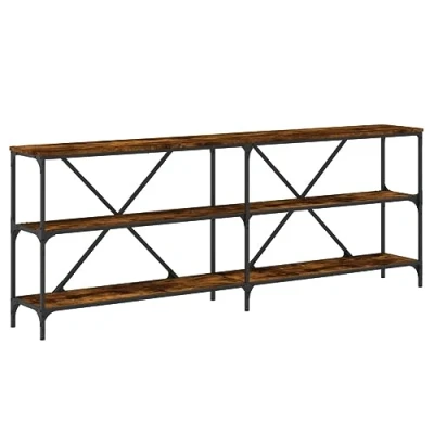 Abbildung von vidaXL Konsolentisch, Flurtisch mit verstellbaren Füßen, Beistelltisch für Wohnzimmer Eingangsbereich, Sideboard Eingangstisch, Räuchereiche Holzwerkstoff Eisen