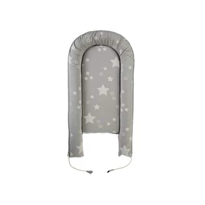 Abbildung von Bio Babynest Nestchen 100% Baumwolle (kbA), Kapok und Naturkautschuk, Maße 105 x 55 cm, Sterne Grau