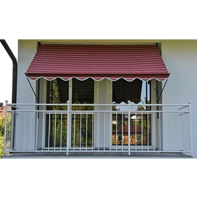 Abbildung von Angerer Freizeitmöbel Klemmmarkise, weinrot weiß, Ausfall: 150 cm, versch. Breiten