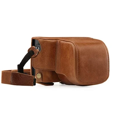 Abbildung von MegaGear MG1403 Leica Q P, (Typ 116) Ever Ready Echtleder Kamera Case mit Trageriemen Braun