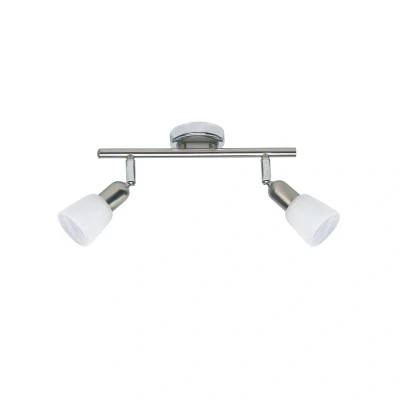 Abbildung von BRILLIANT Lampe Sofia Spotrohr 2flg eisen/chrom/weiß 2x D45, E14, 40W, geeignet für Tropfenlampen (nicht enthalten) Köpfe schwenkbar