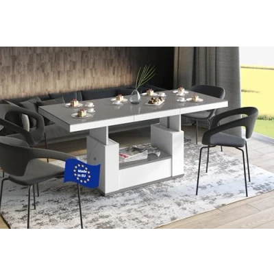 Abbildung von designimpex Couchtisch HM 111 Grau / Weiß Hochglanz Schublade höhenverstellbar ausziehbar