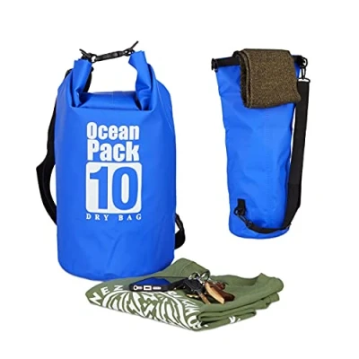 Abbildung von relaxdays Packsack Ocean Pack 10L wasserdicht, Blau