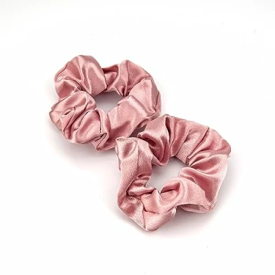 Abbildung von Scrunchies Haargummi Damen, 2 Stück Weiche Seide Haargummis Mädchen, Premium Satin Invisibobble Scrunchie, für Lange Feine Oder Dicke Lockige Haare Mädchen (Rosa)