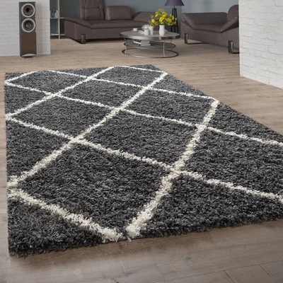 Abbildung von Hochflor Teppich Kalmar 441, Paco Home, rechteckig, Höhe: 40 mm, Scandi Design, Rauten Muster, weich &amp; kuschelig
