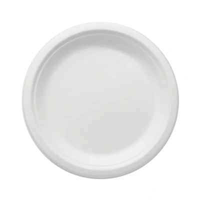 Abbildung von 100 Teller Zuckerrohr 17 cm (rund, weiß) Bagasse